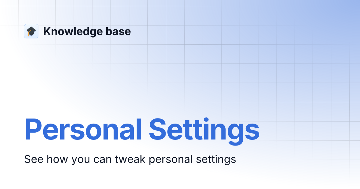 Personal Settings | Knowledge base
